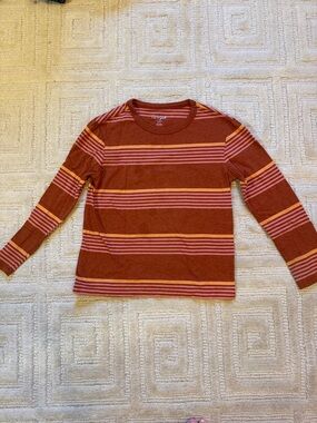 Cat & Jack Rust Long-Sleeve Tee with Pink and Mustard Stripes